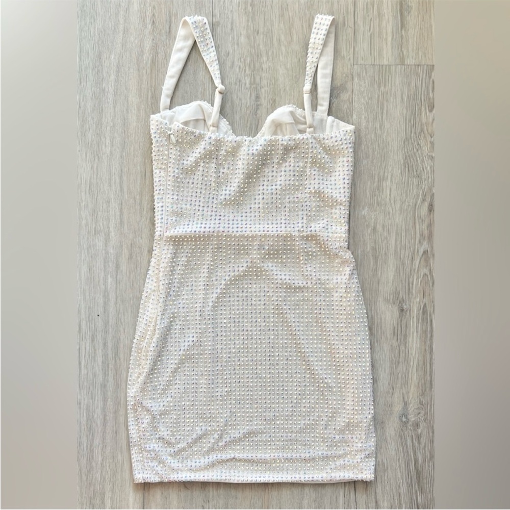 Oh Polly Ines Embellished Corset Mini Dress in Ivory US 4 - Picture 3 of 13
